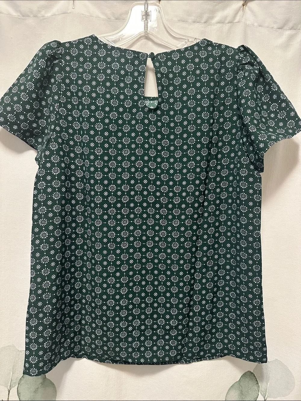 NWT J. Crew Dark Green Floral Short Sleeve Blouse
